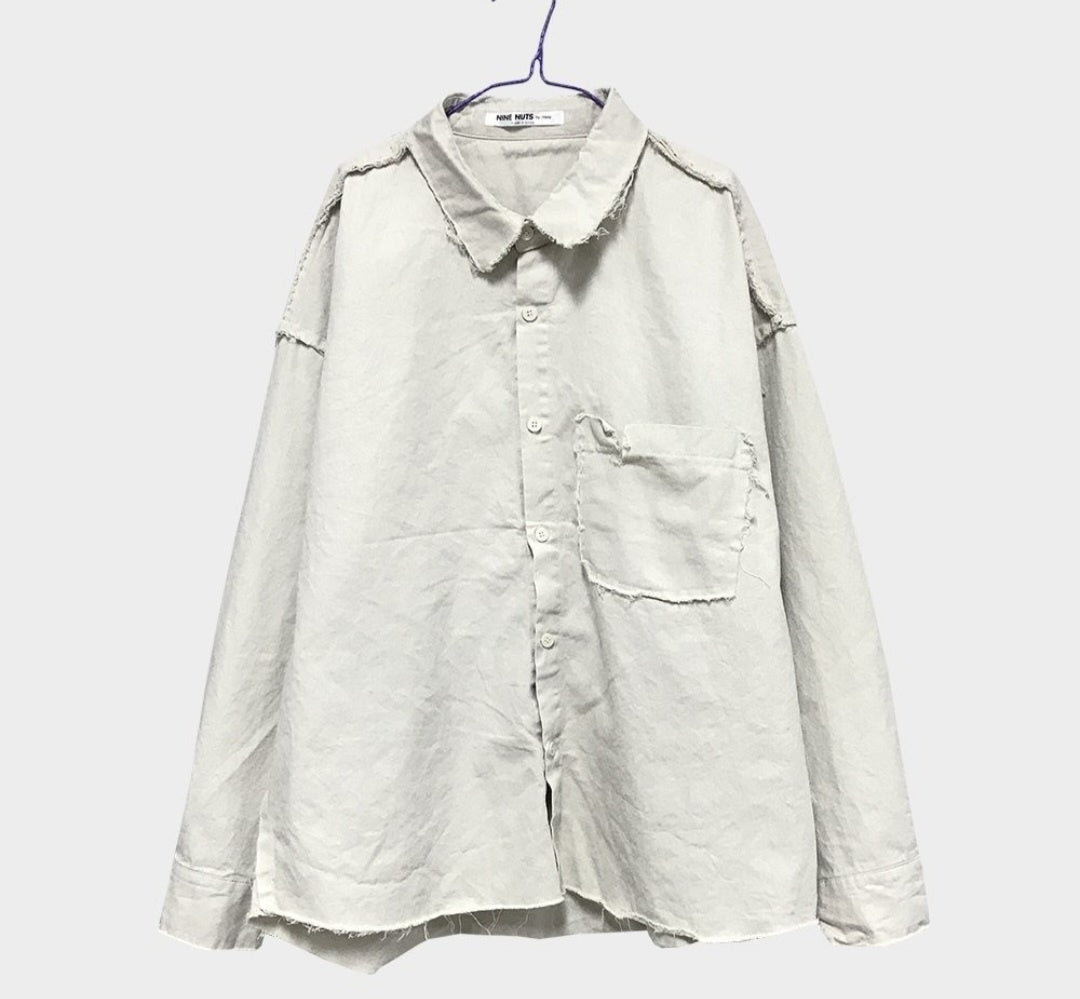 Raw edge men's shirt jacket