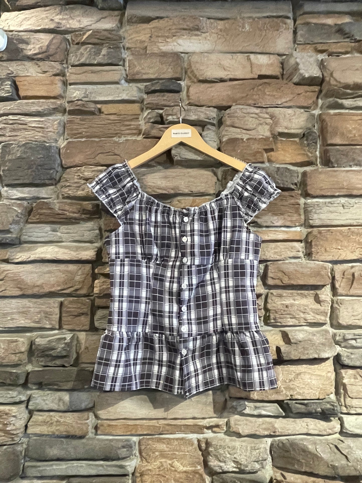 Plaid Puff Sleeve Top
