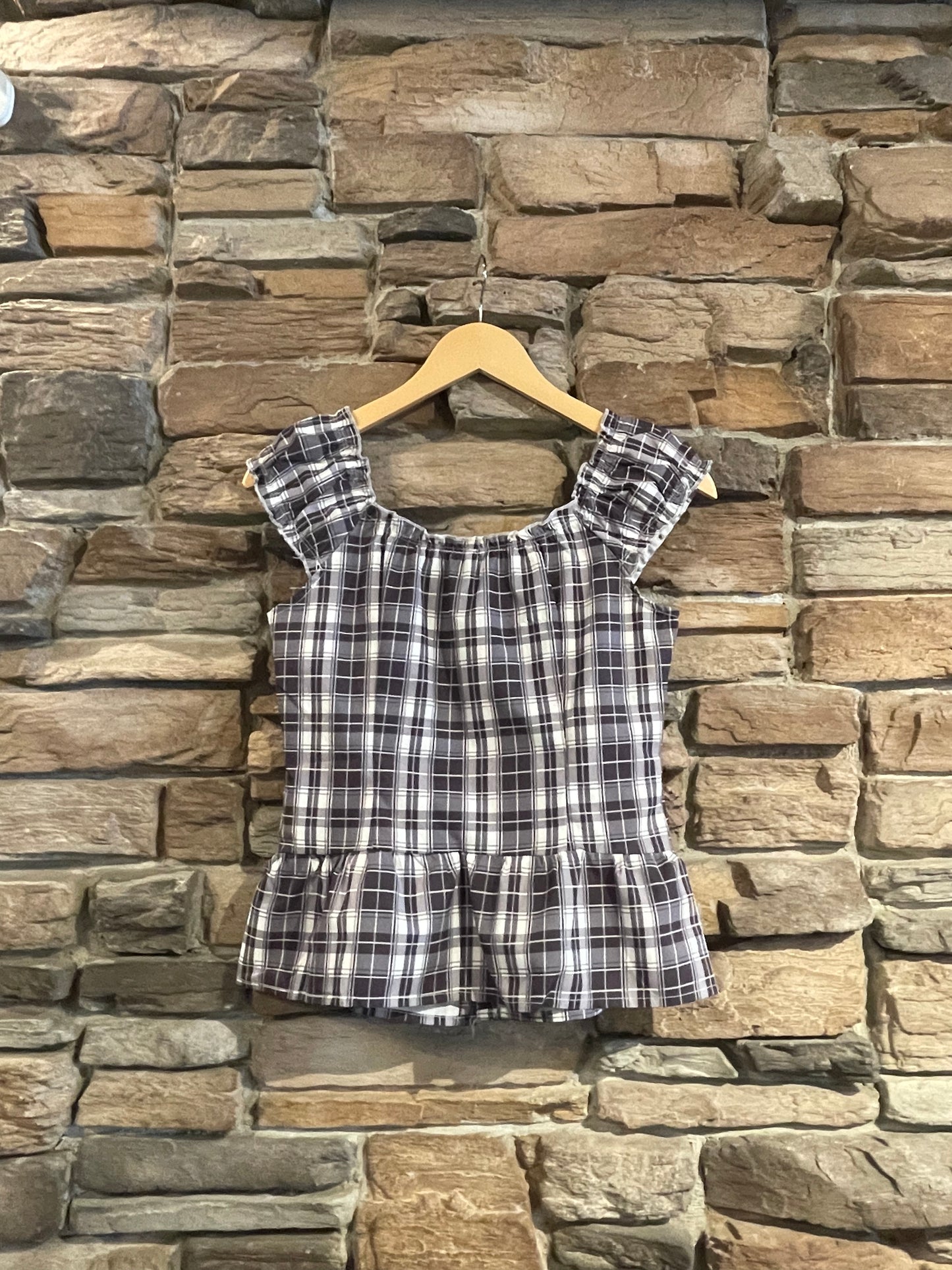 Plaid Puff Sleeve Top