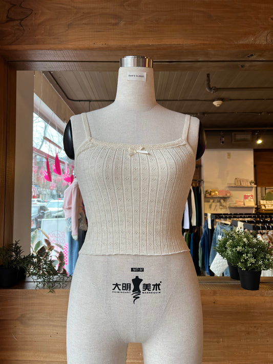 Pointelle Cardigan and Tank Top Set