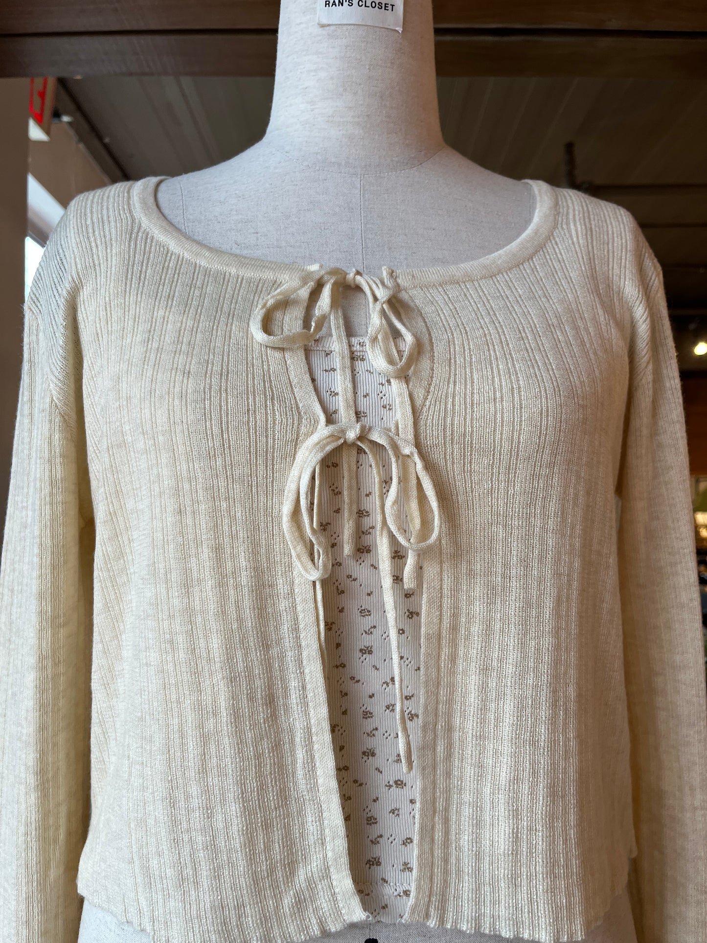 Tie Front Cardigan and Tank Top Set