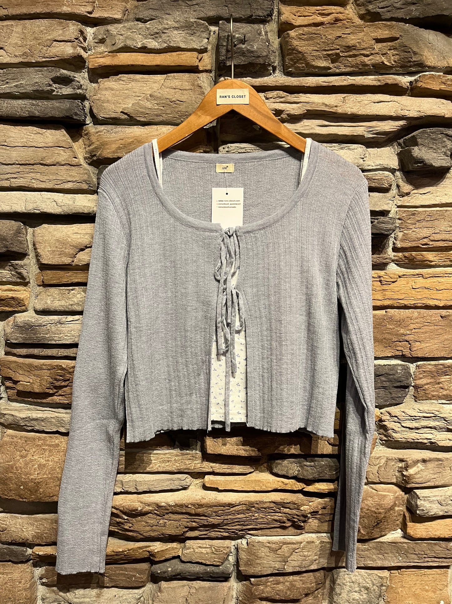 Tie Front Cardigan and Tank Top Set