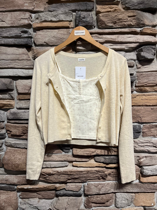 Cardigan and Henley Tank Top Set