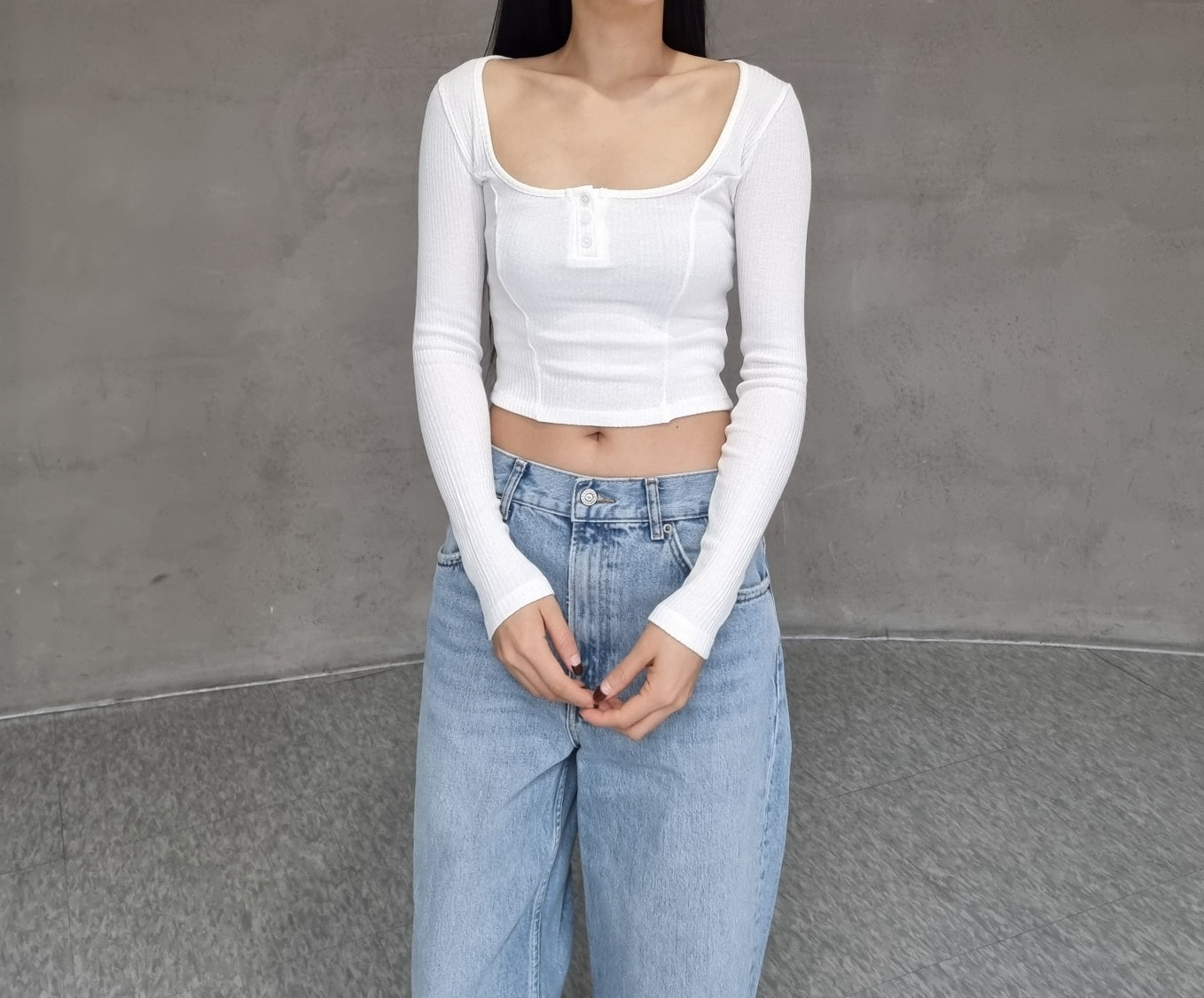 Square Neck Knit Crop Top