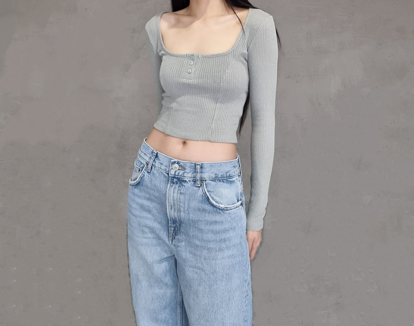 Square Neck Knit Crop Top