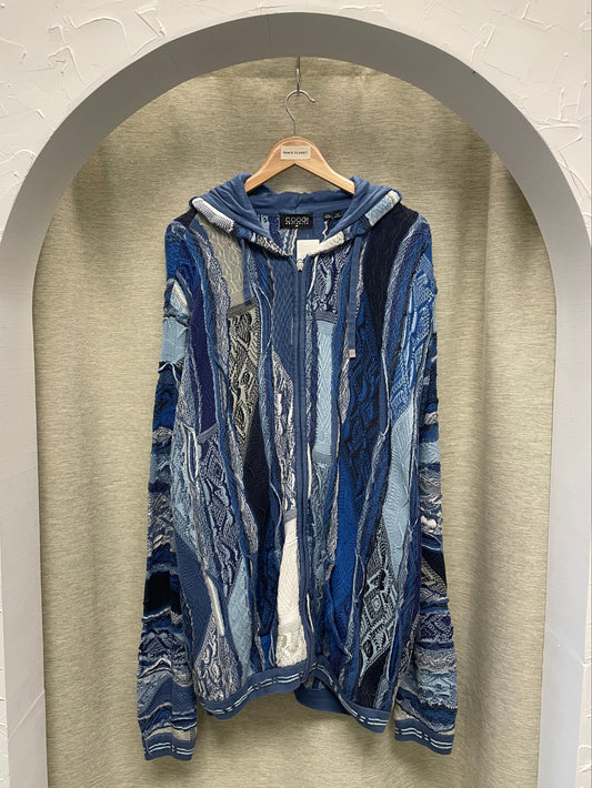 Coogi Blue Colourway Zip Up Sweater with Hood