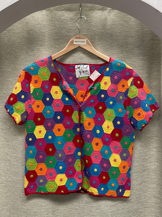 Michael Simon Colourful Hexagon Pattern Knit Top