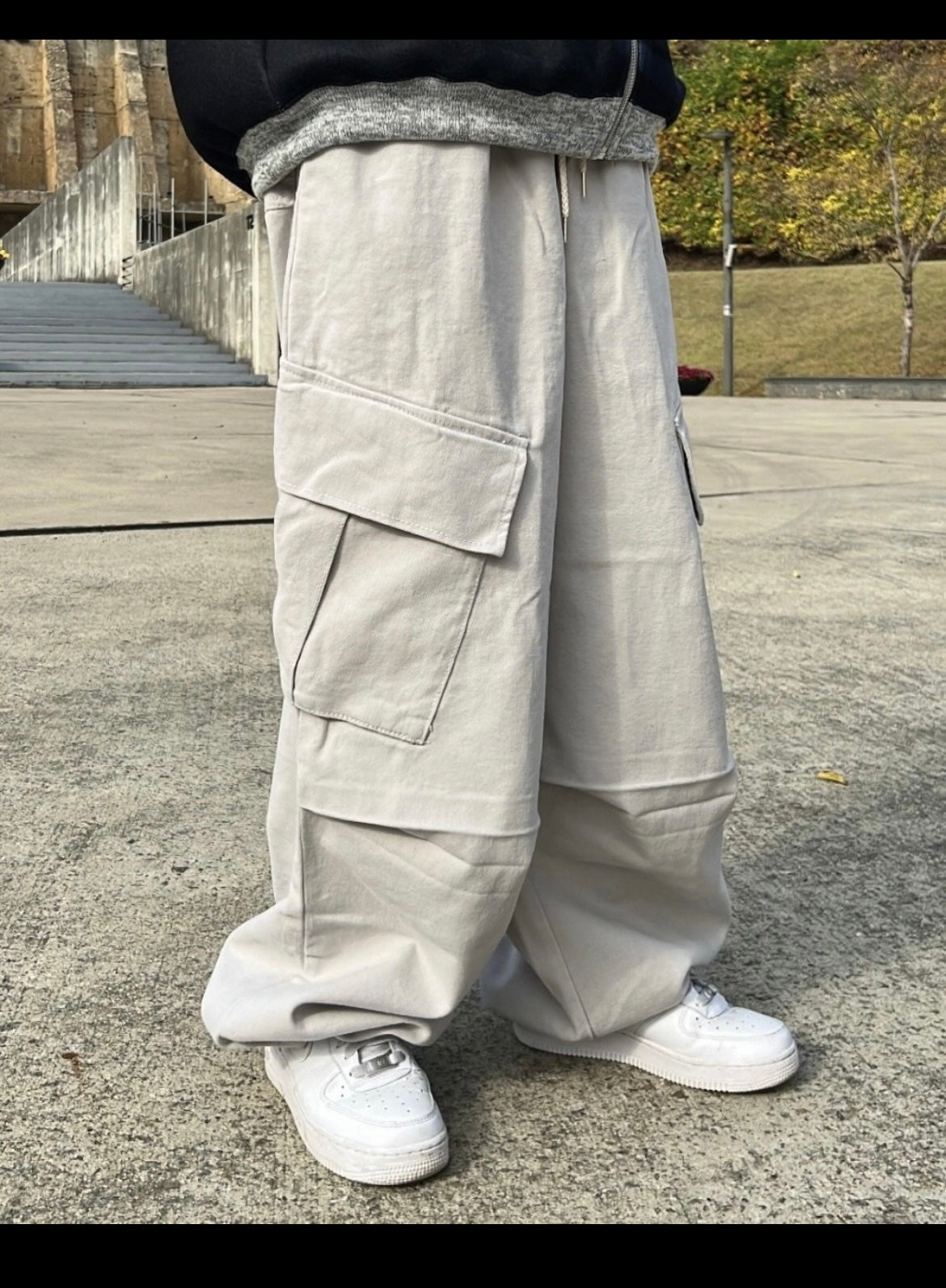 Slash pocket baggy cargo pants 7884