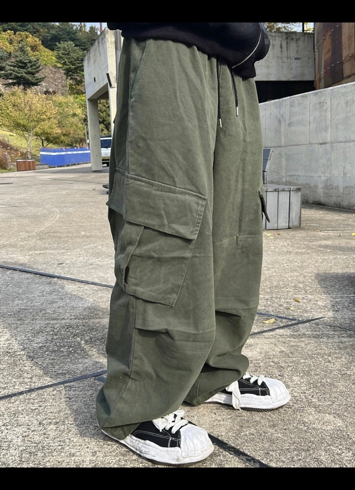 Slash pocket baggy cargo pants 7884