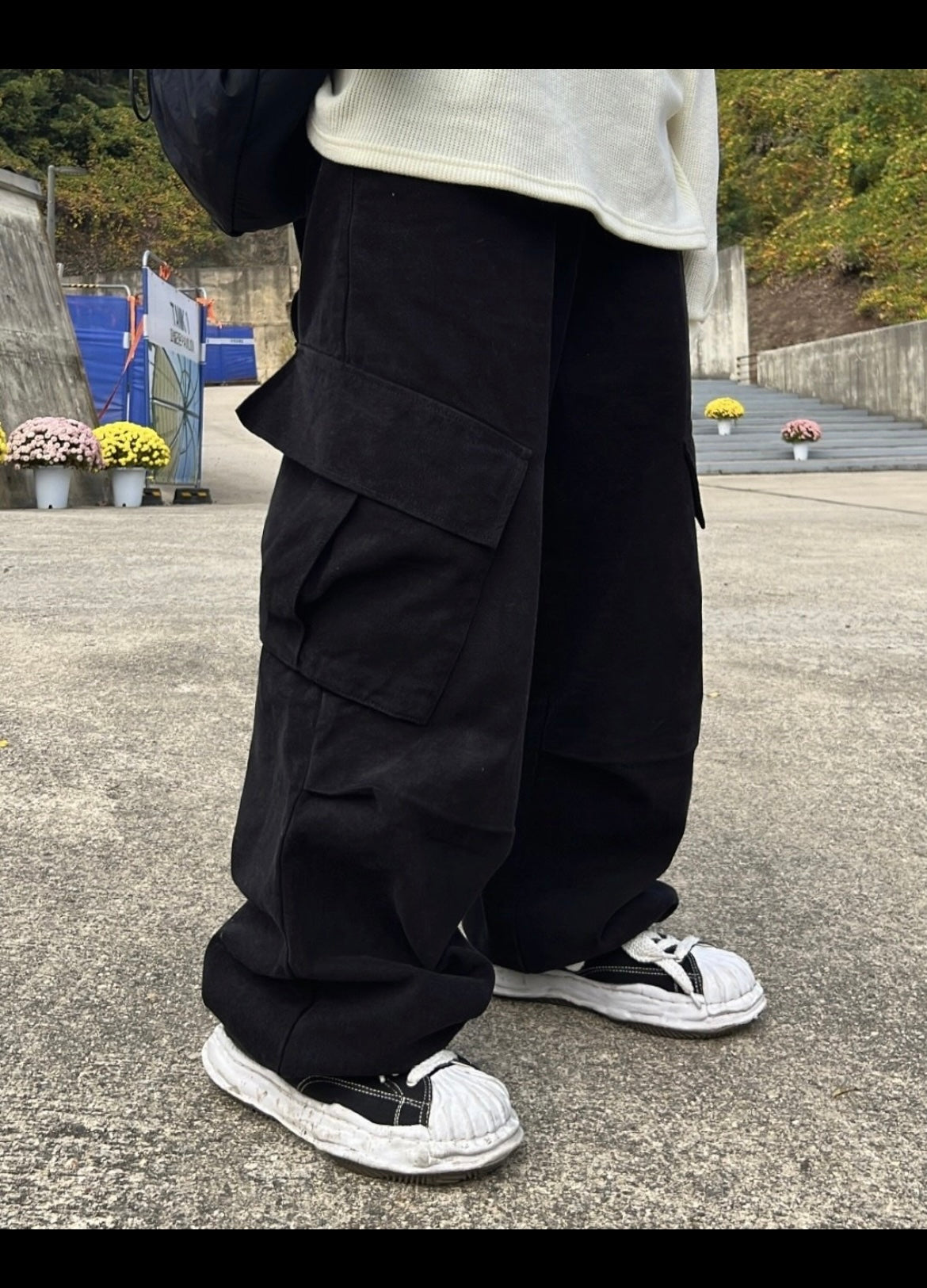 Slash pocket baggy cargo pants 7884