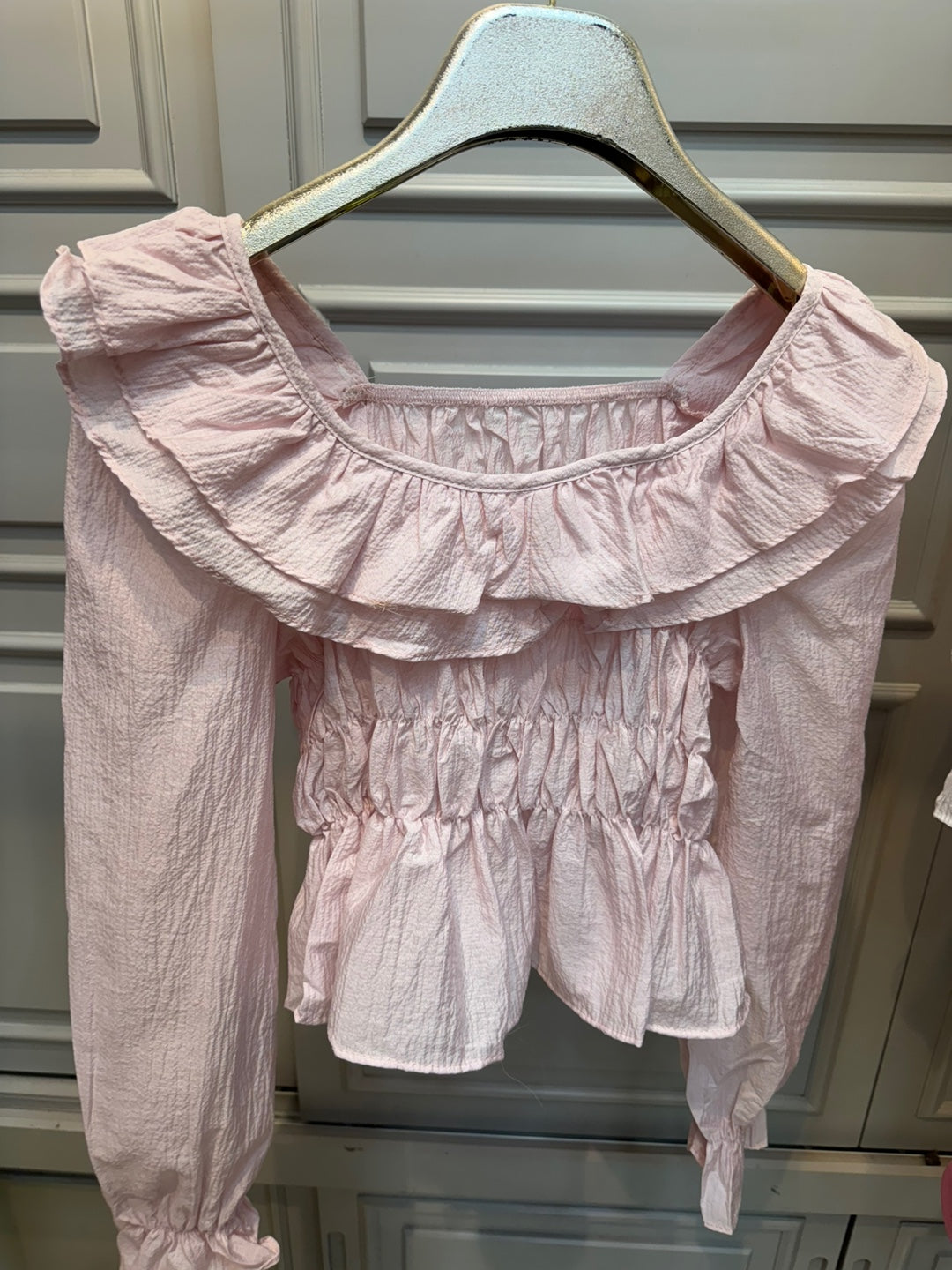 Ruffle tie front butterfly short blouse