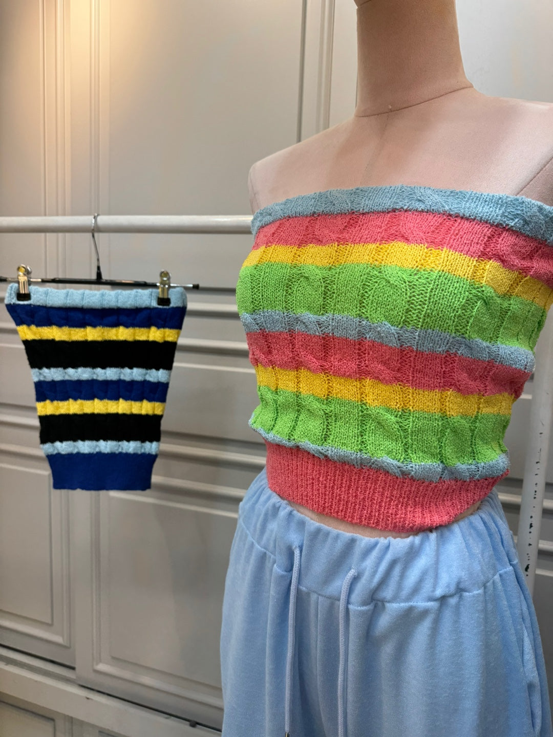 striped knitted tube top