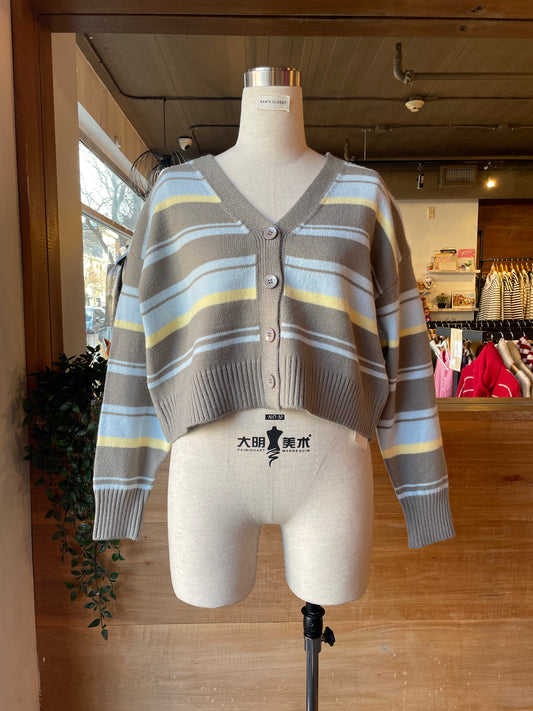 Cropped Baggy Striped Cardigan