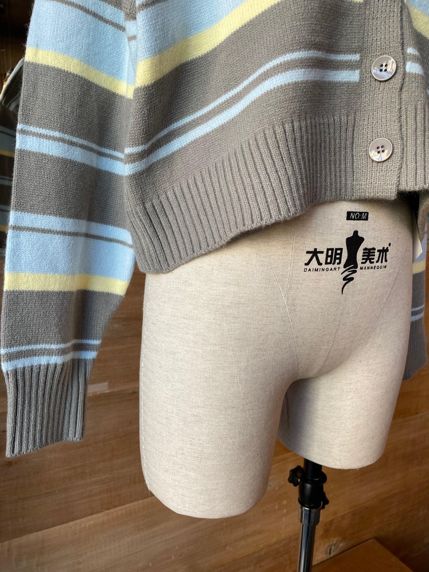 Cropped Baggy Striped Cardigan