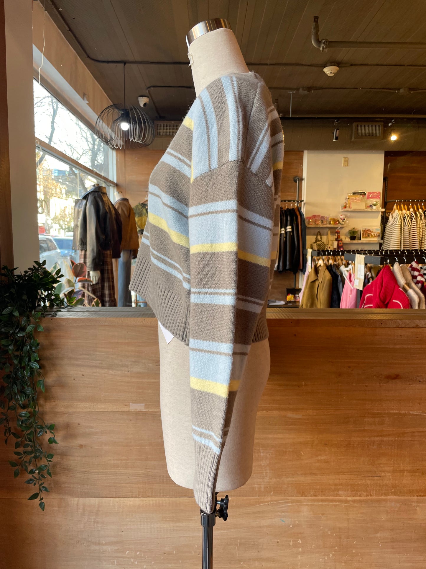 Cropped Baggy Striped Cardigan