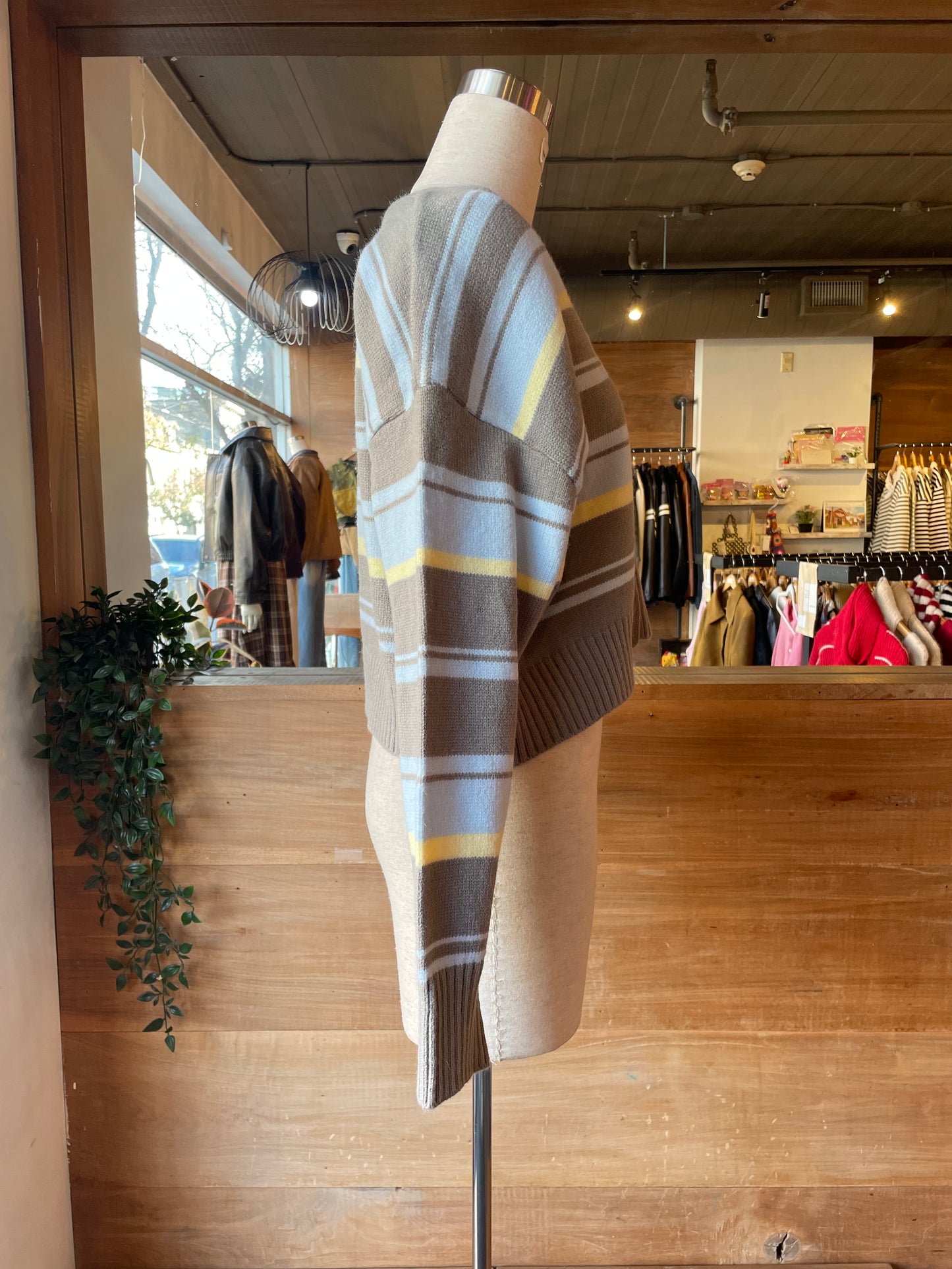 Cropped Baggy Striped Cardigan