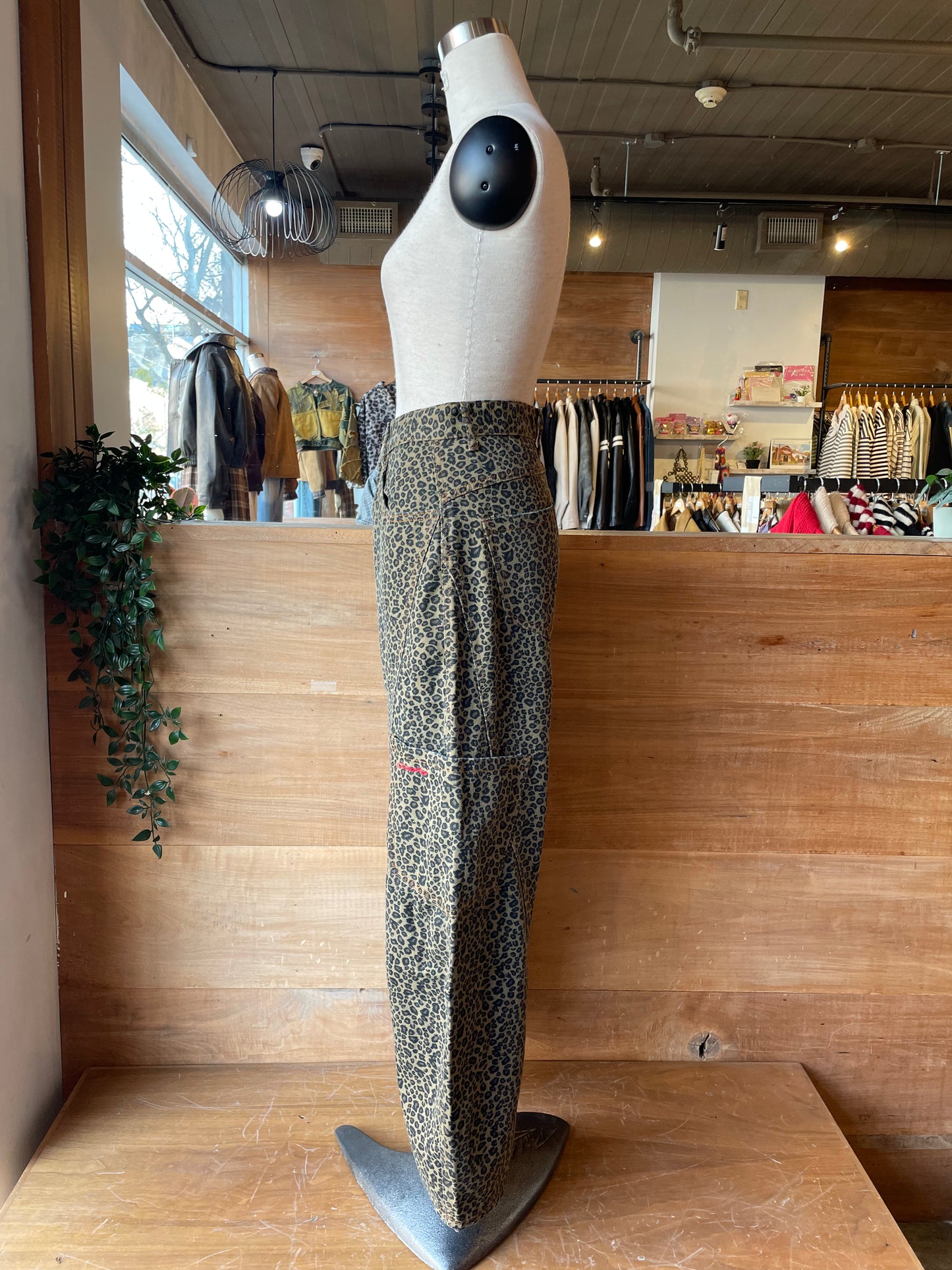 Leopard Print Baggy Barrel Jeans