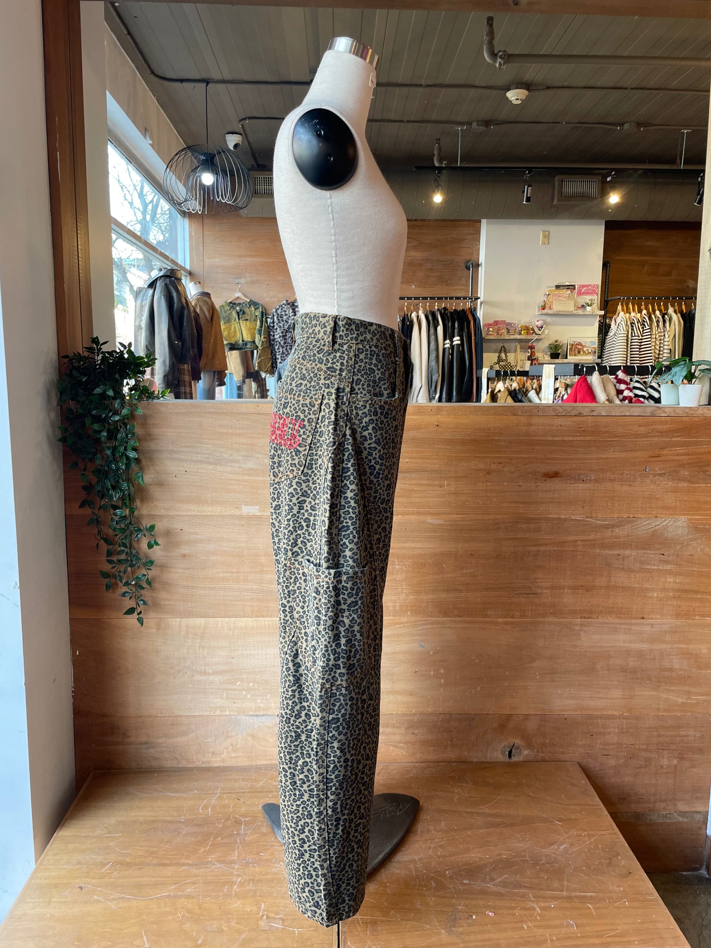 Leopard Print Baggy Barrel Jeans