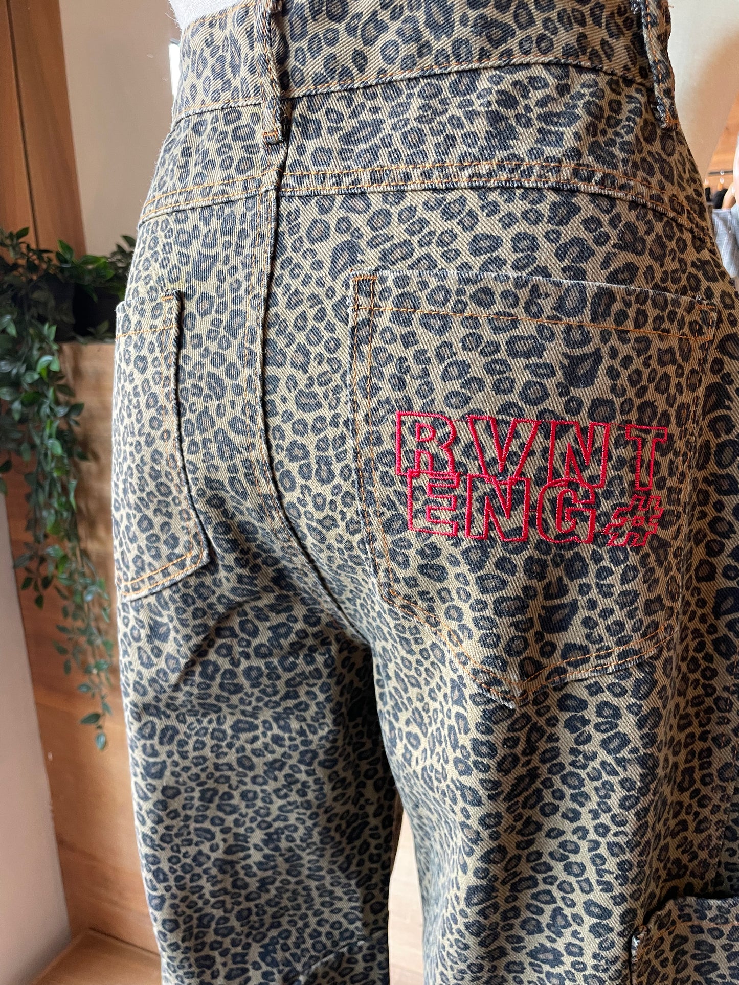 Leopard Print Baggy Barrel Jeans