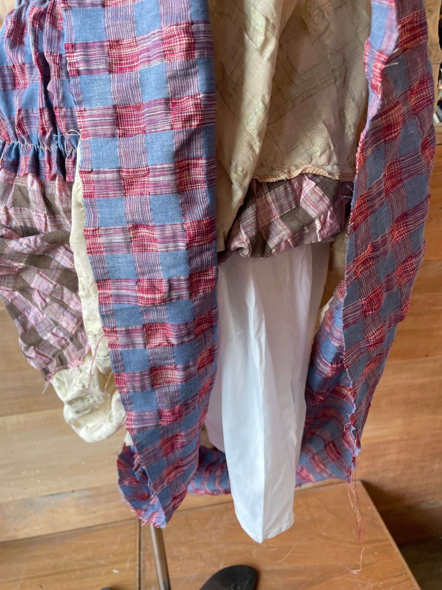Tiered Plaid Maxi Skirt with Raw Hems