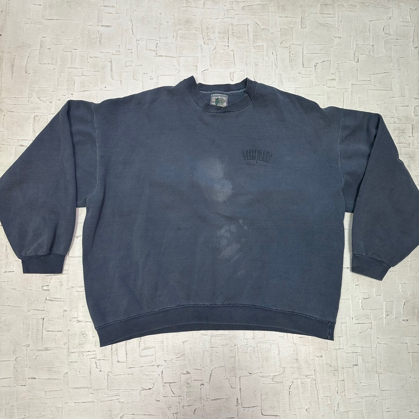 Vintage Guess Jeans Distressed Blue Boxy Fit Sweatshirt