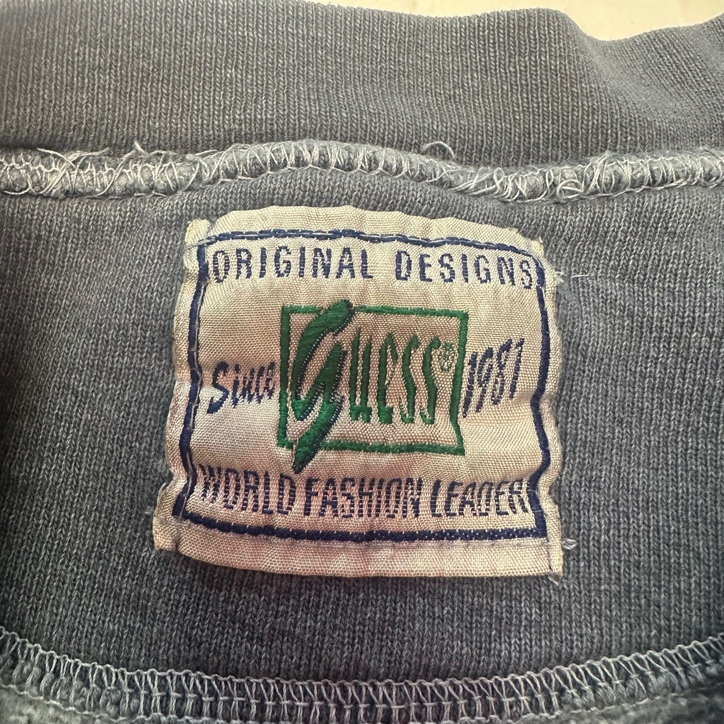 Vintage Guess Jeans Distressed Blue Boxy Fit Sweatshirt