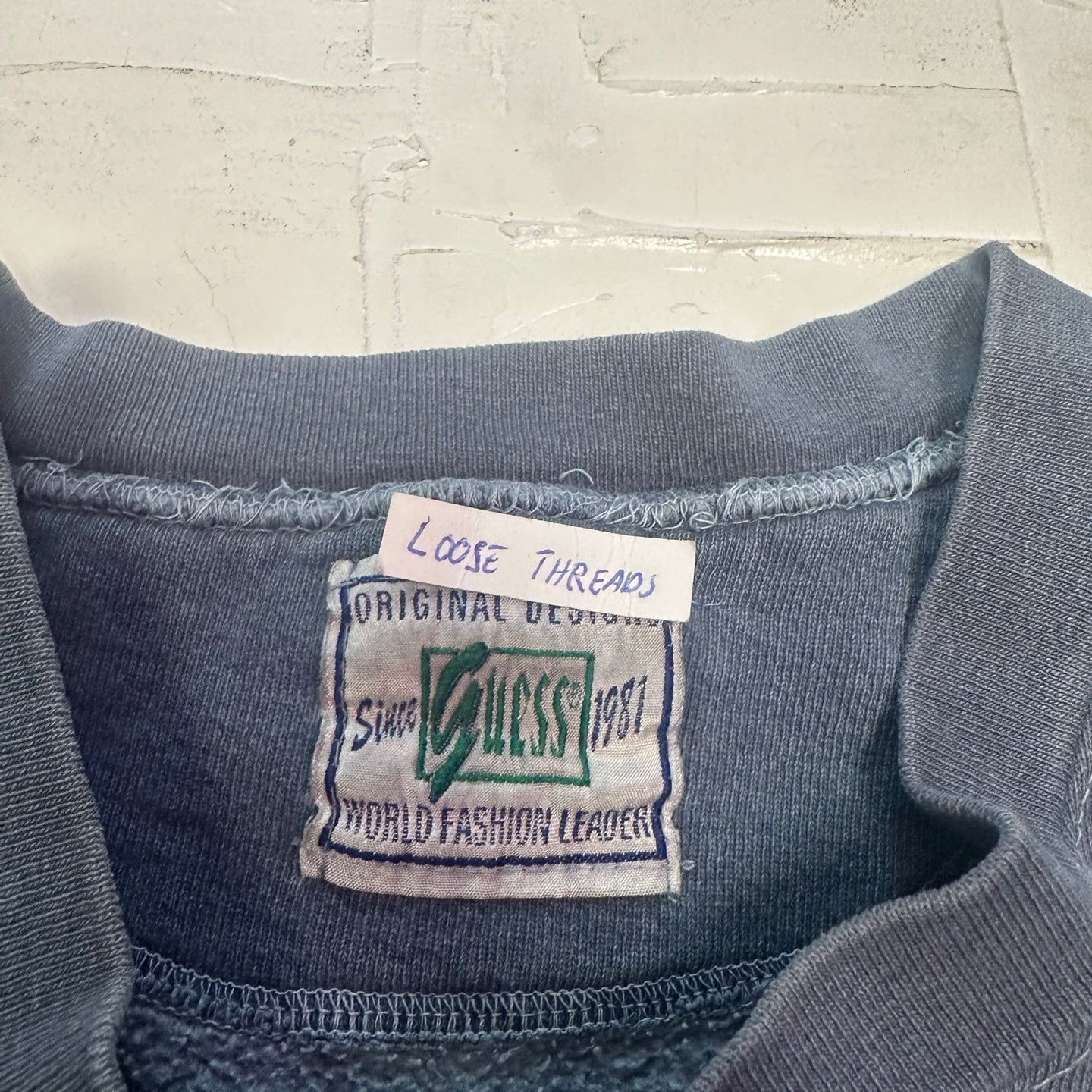 Vintage Guess Jeans Distressed Blue Boxy Fit Sweatshirt