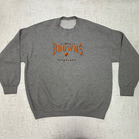 Vintage Cleveland Browns Football Grey Embroidered Sweatshirt