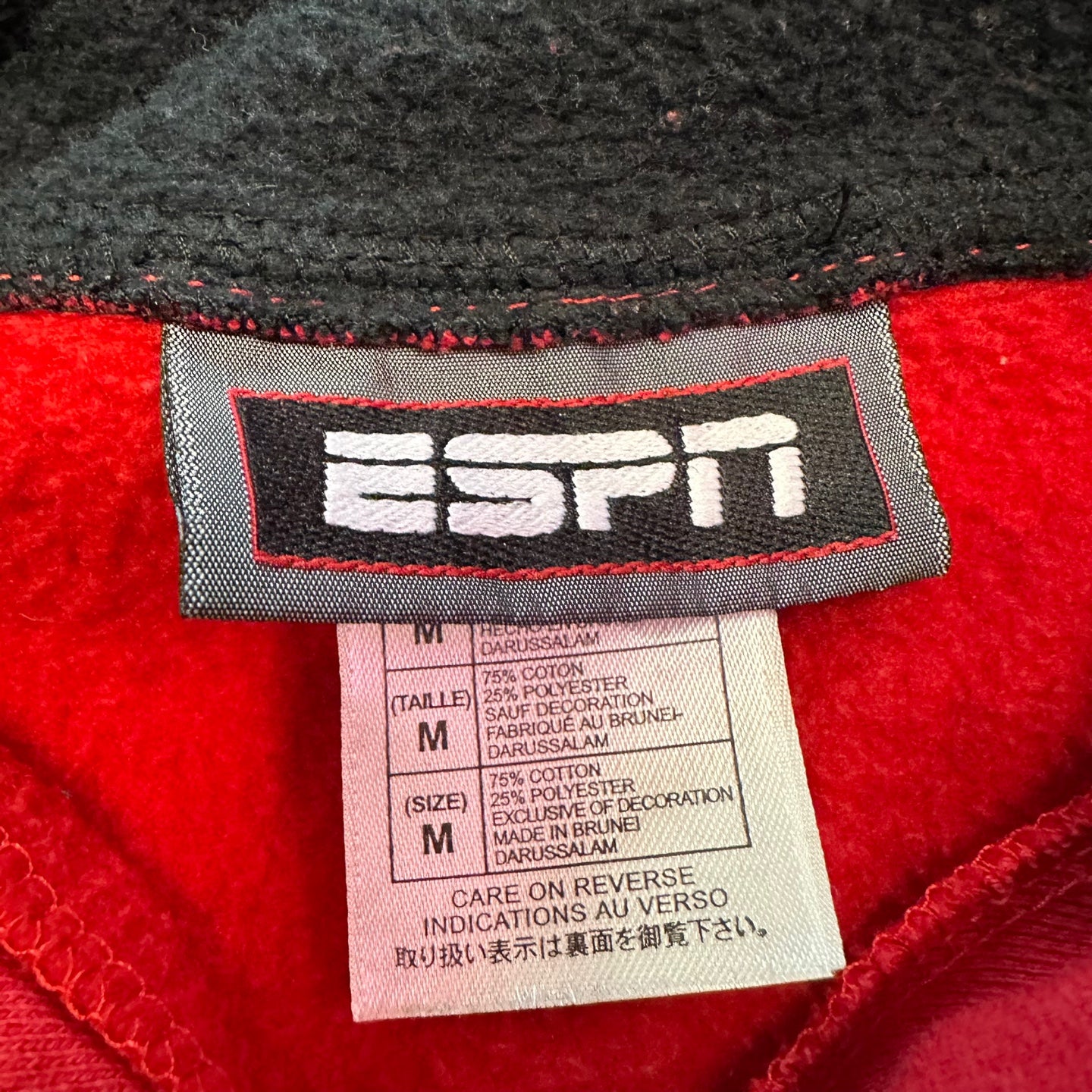 Vintage ESPN Red and Black Quarter Zip Up Hoodie