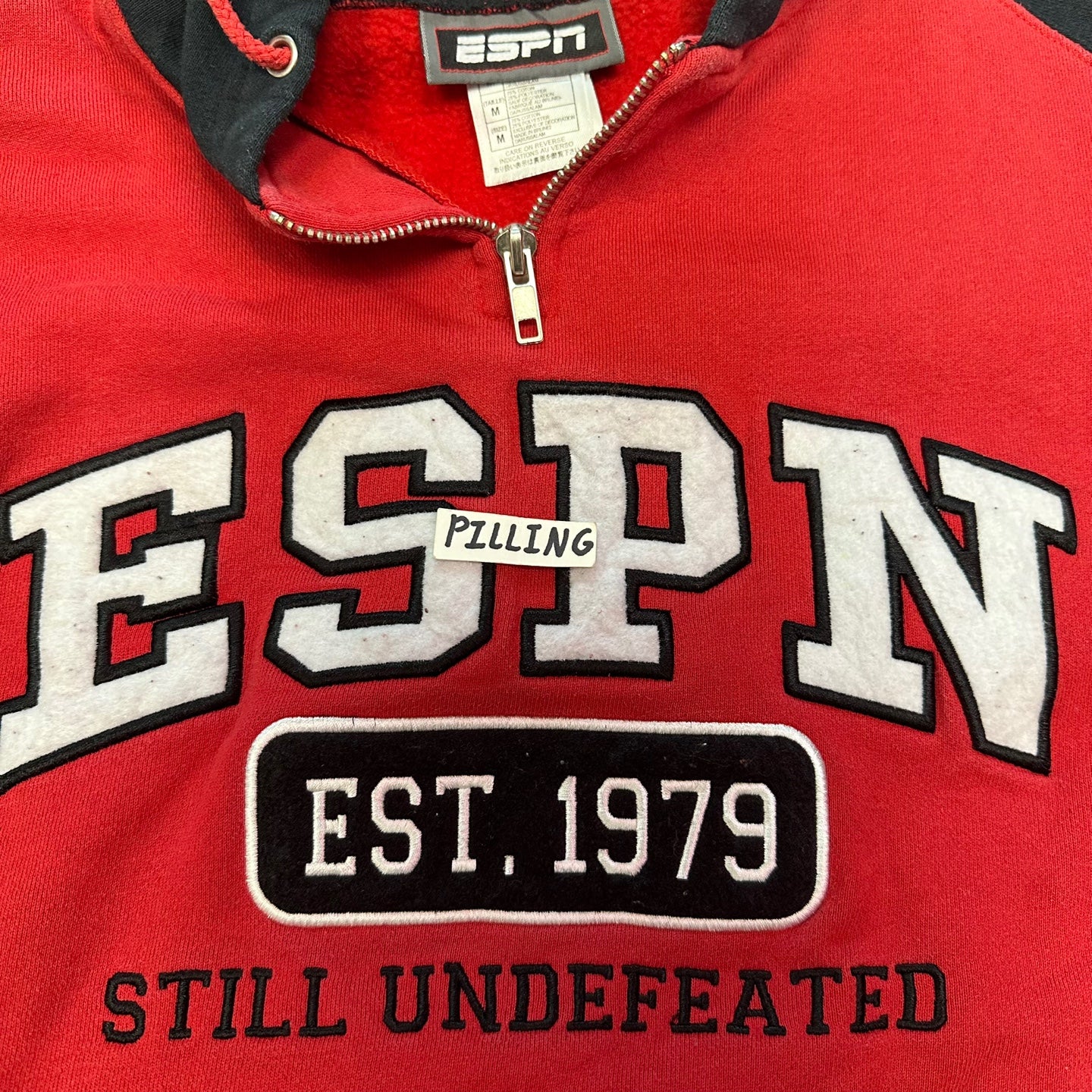 Vintage ESPN Red and Black Quarter Zip Up Hoodie