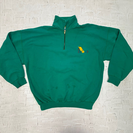 Vintage "Oh Yes" Vancouver Bright Green Quarter Zip Sweatshirt
