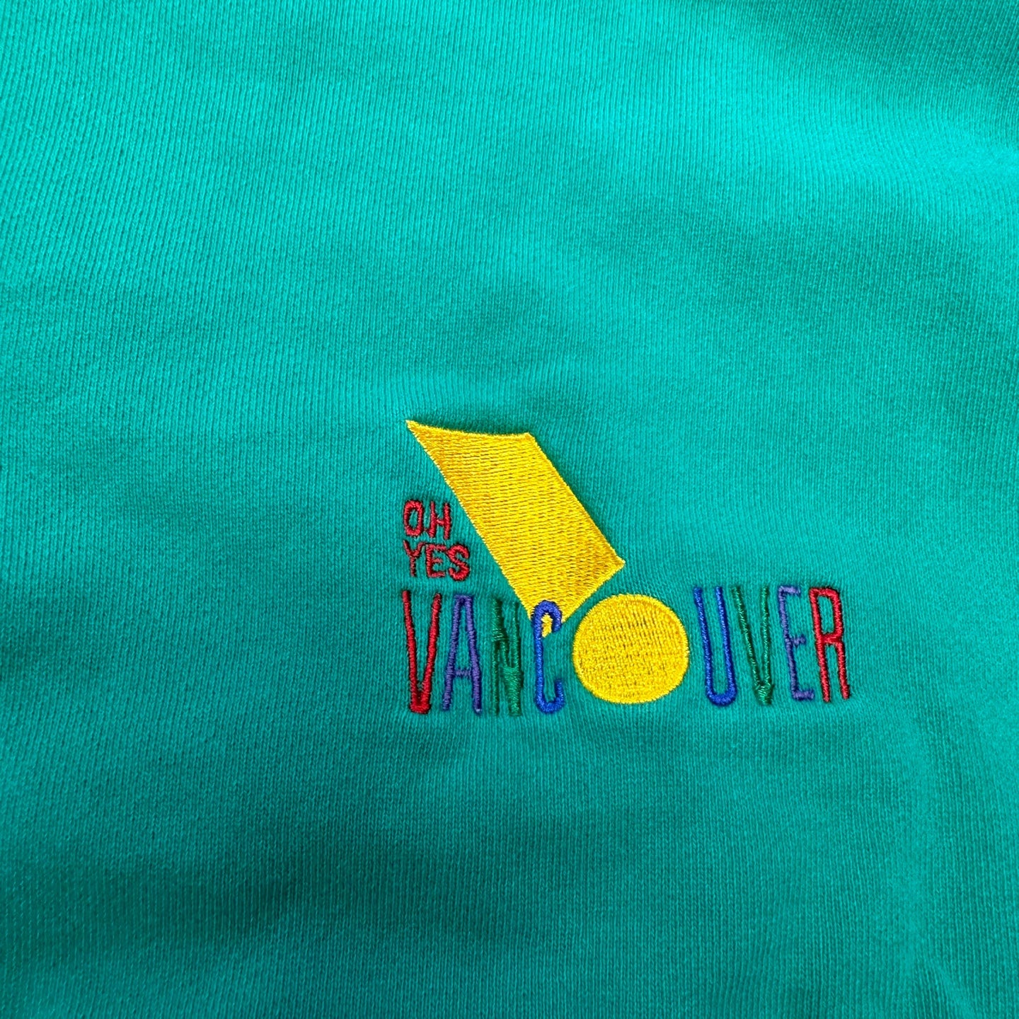 Vintage "Oh Yes" Vancouver Bright Green Quarter Zip Sweatshirt