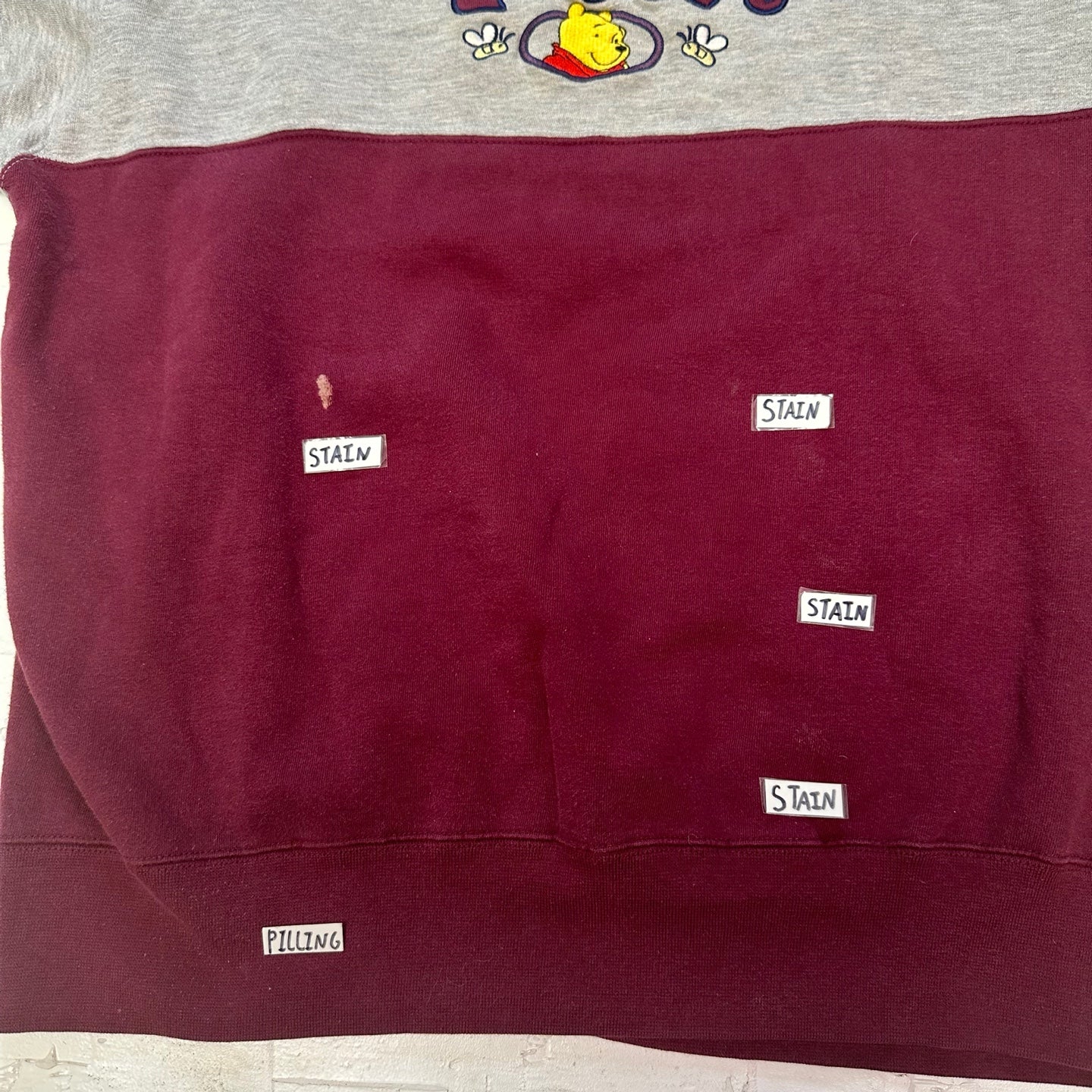 Vintage Winnie the Pooh Grey and Burgundy Sweatshirt