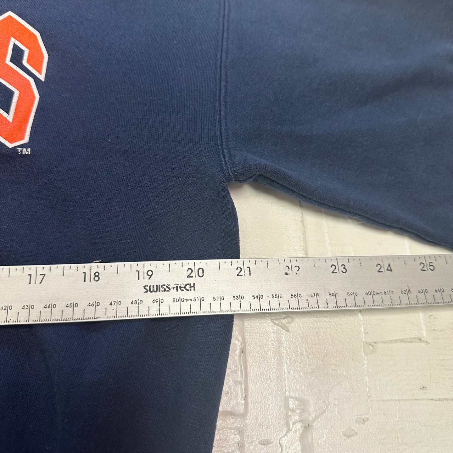 Vintage Illinois Orange Spell Out Navy Hooded Sweatshirt