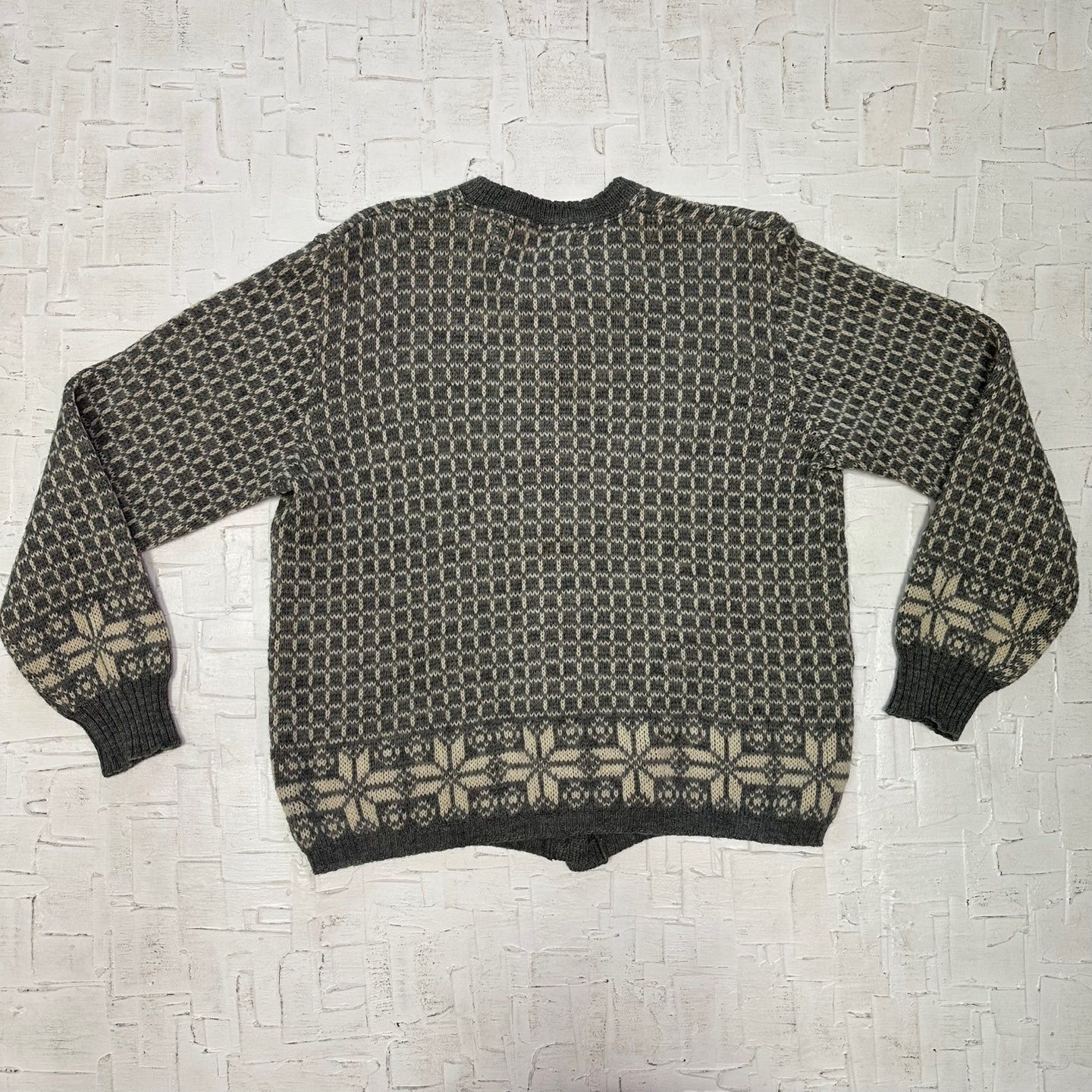Vintage Jersild Virgin Wool Grey Button Up Patterned Cardigan