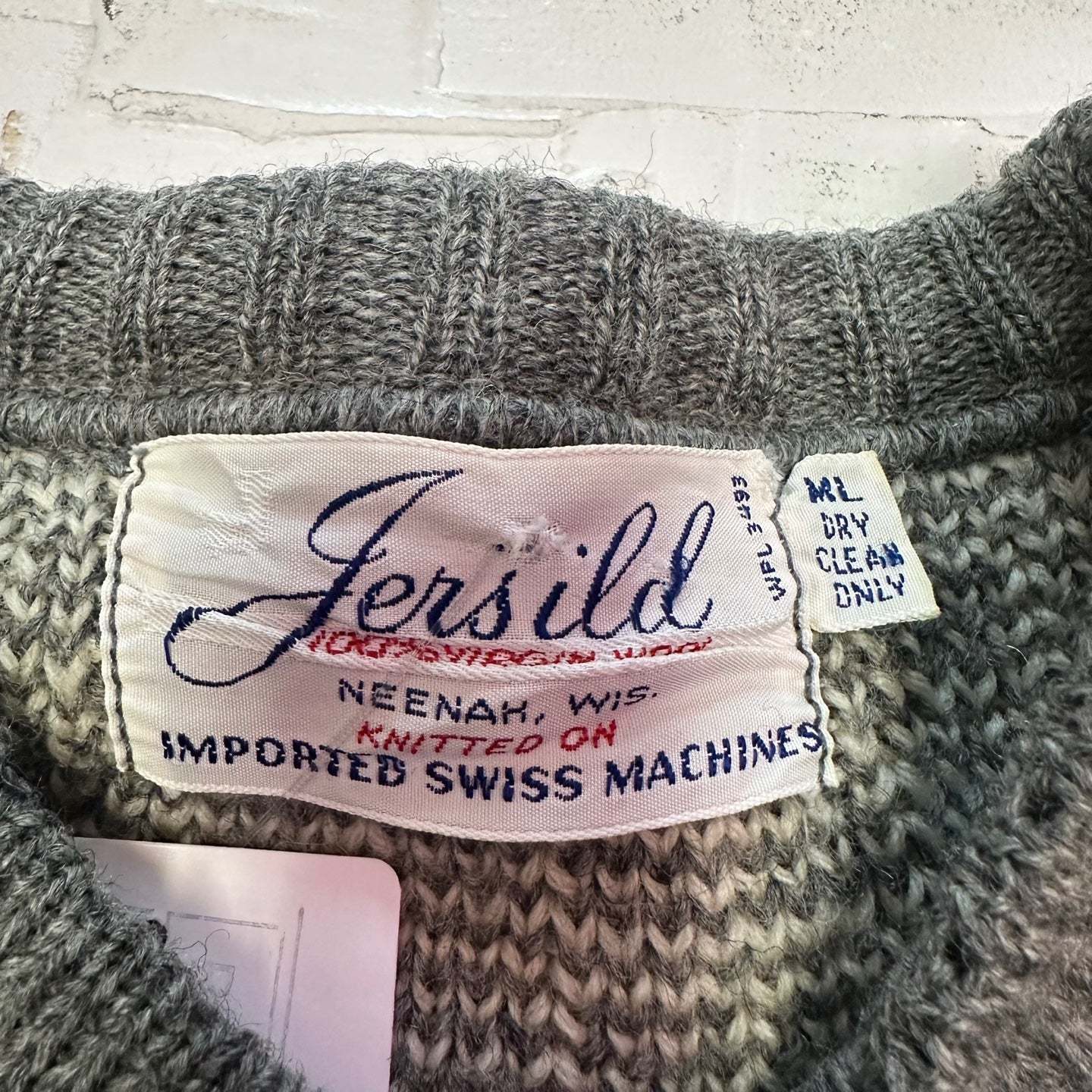 Vintage Jersild Virgin Wool Grey Button Up Patterned Cardigan