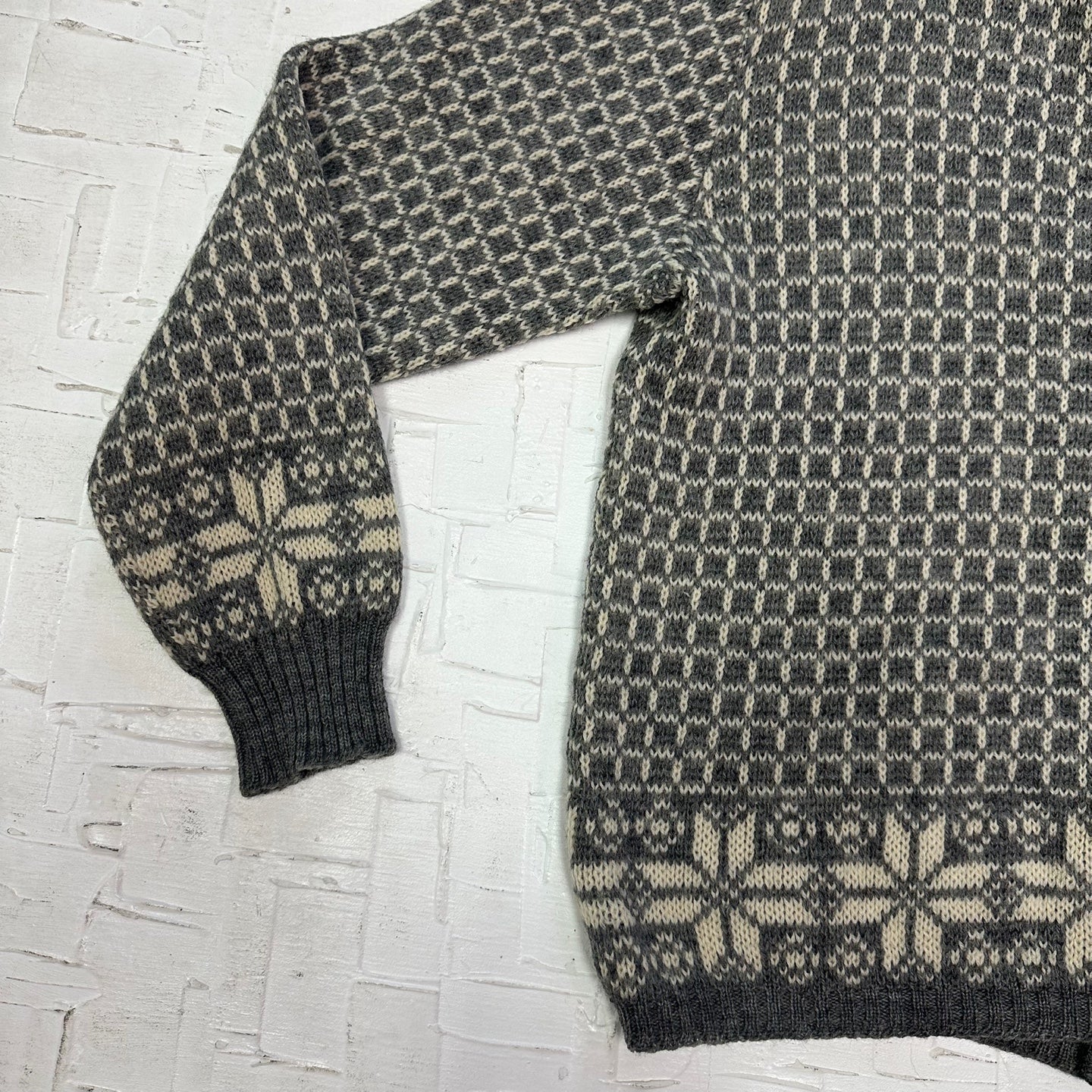 Vintage Jersild Virgin Wool Grey Button Up Patterned Cardigan