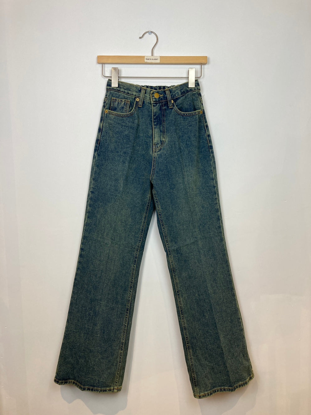 Straight Leg Elastic Waistband Jeans