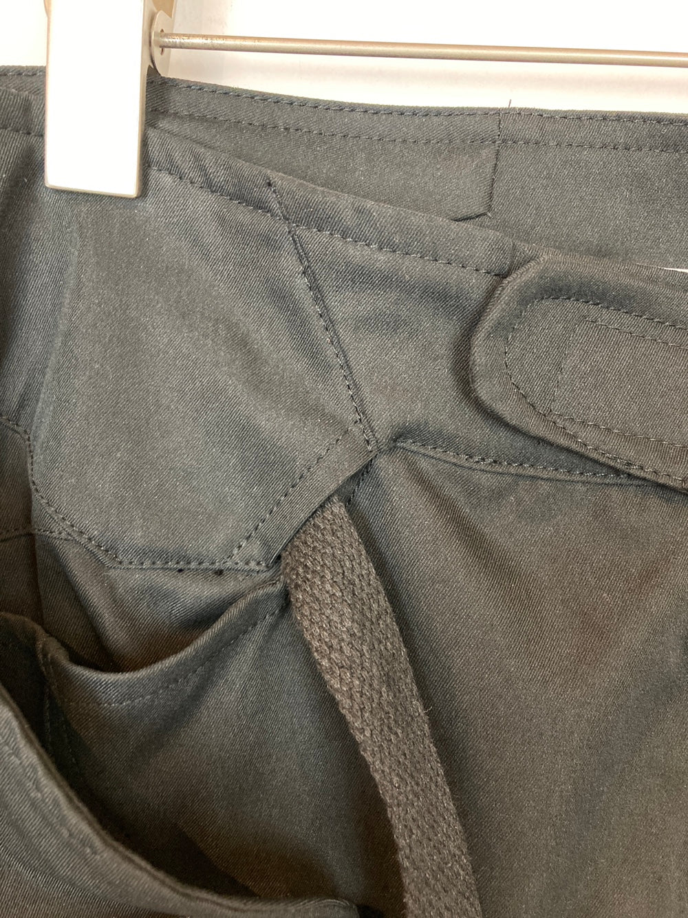 Black Tech Cargo Pants With Silver Zipper Details