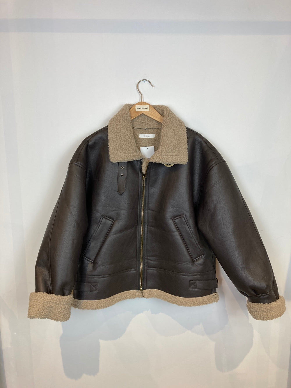 Million Brand Sherpa Lined Leather Pilot Style Jacket