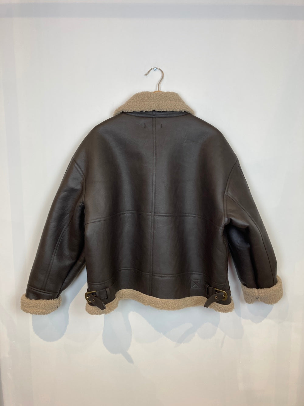 Million Brand Sherpa Lined Leather Pilot Style Jacket