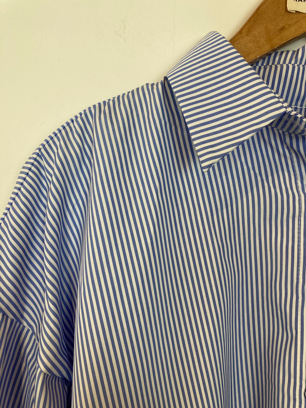 Blue and White Pinstripe Oversized Button Up