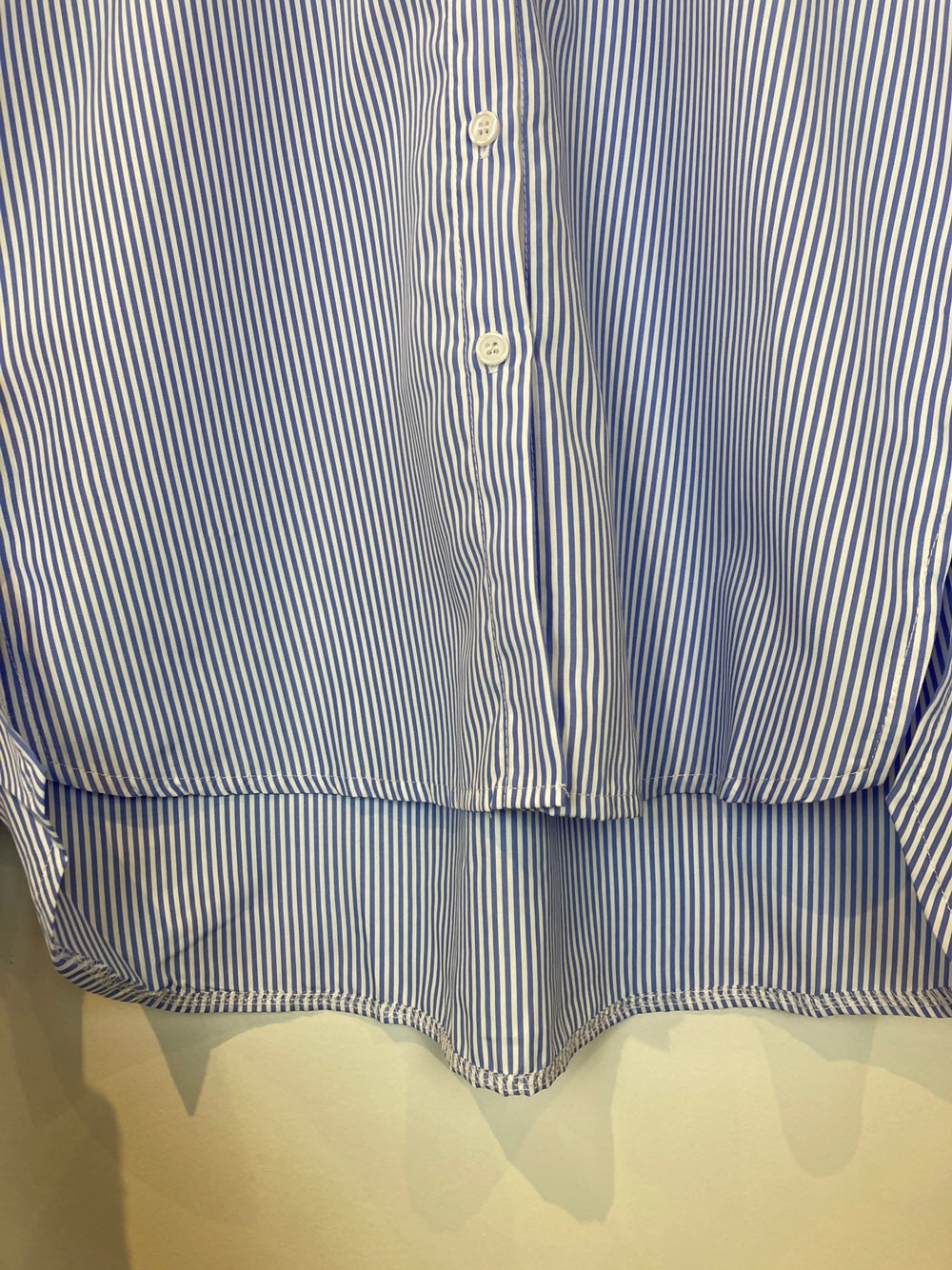 Blue and White Pinstripe Oversized Button Up