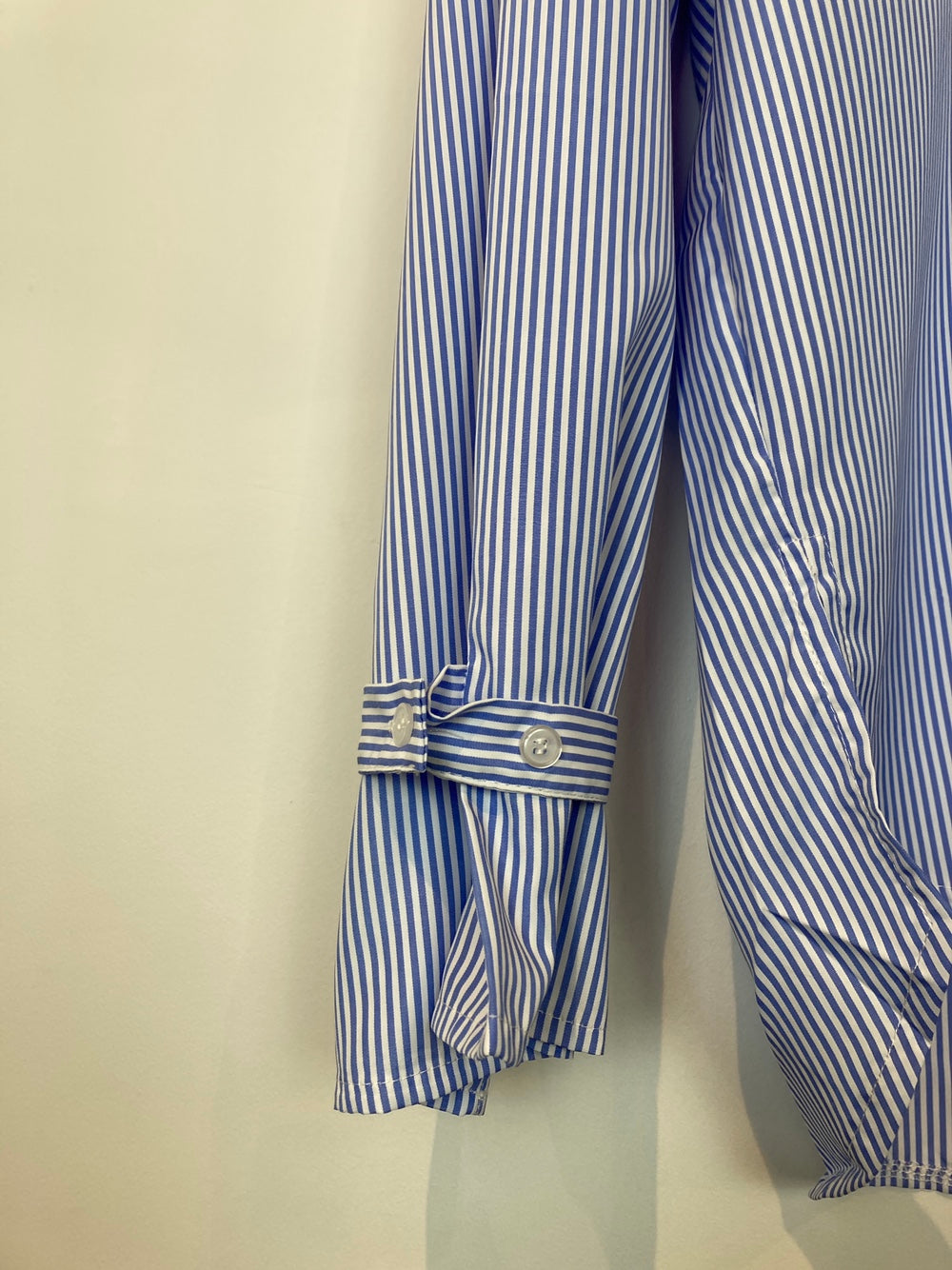 Blue and White Pinstripe Oversized Button Up