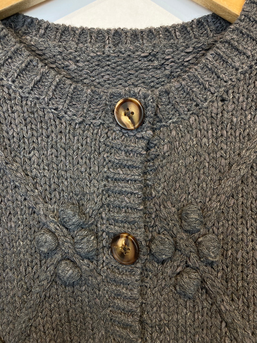 Bauble Knit Button Up Round Neck Cardigan