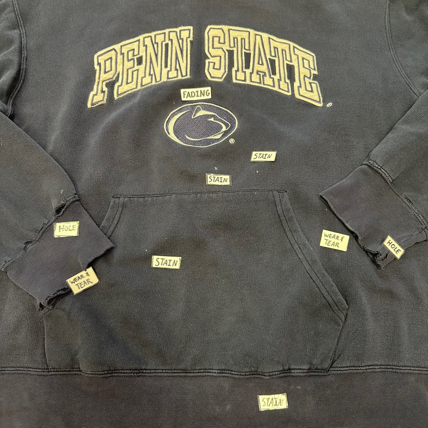 Vintage Distressed Penn State University Navy Blue Hoodie