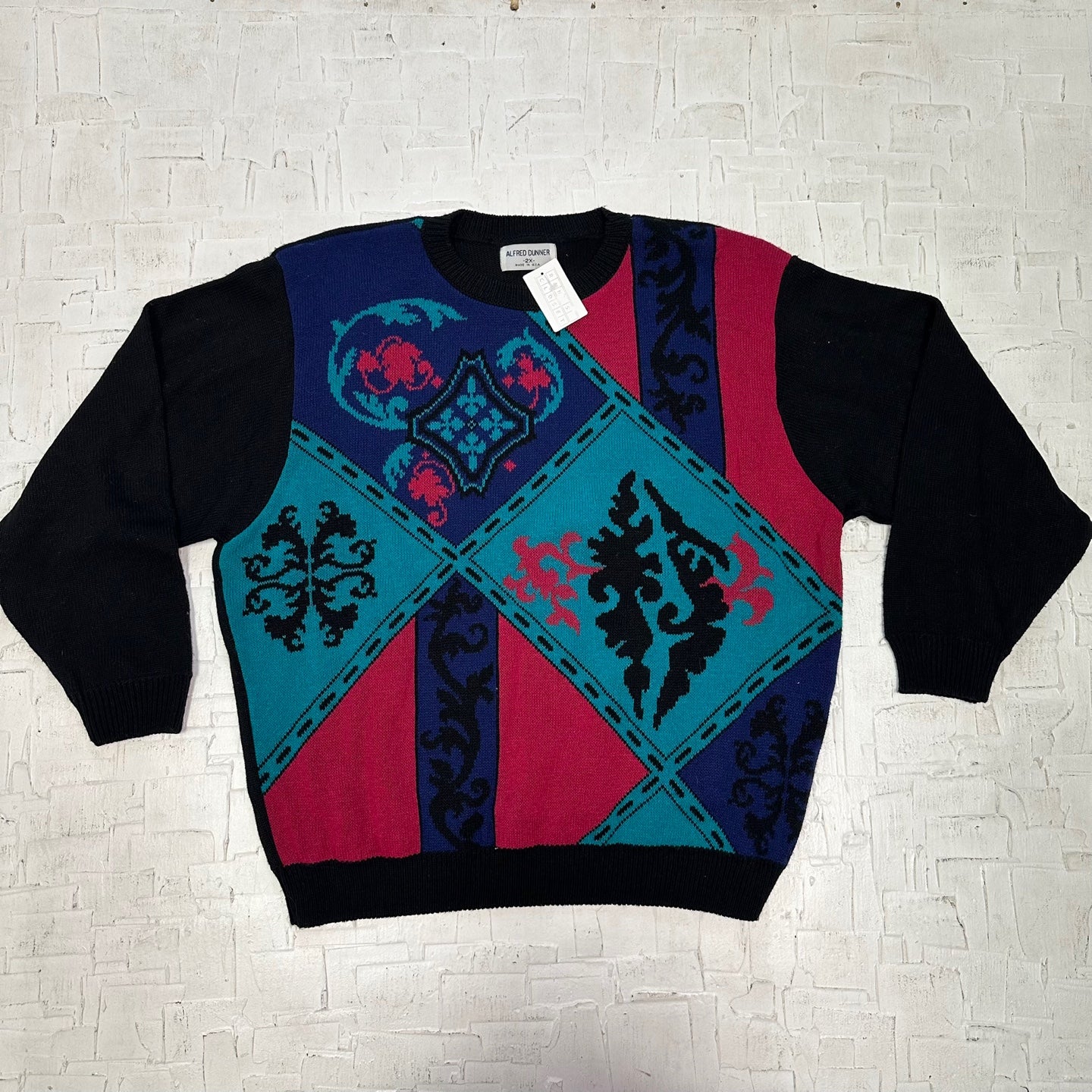 Vintage Alfred Dunner Colour Block Pattern Sweater