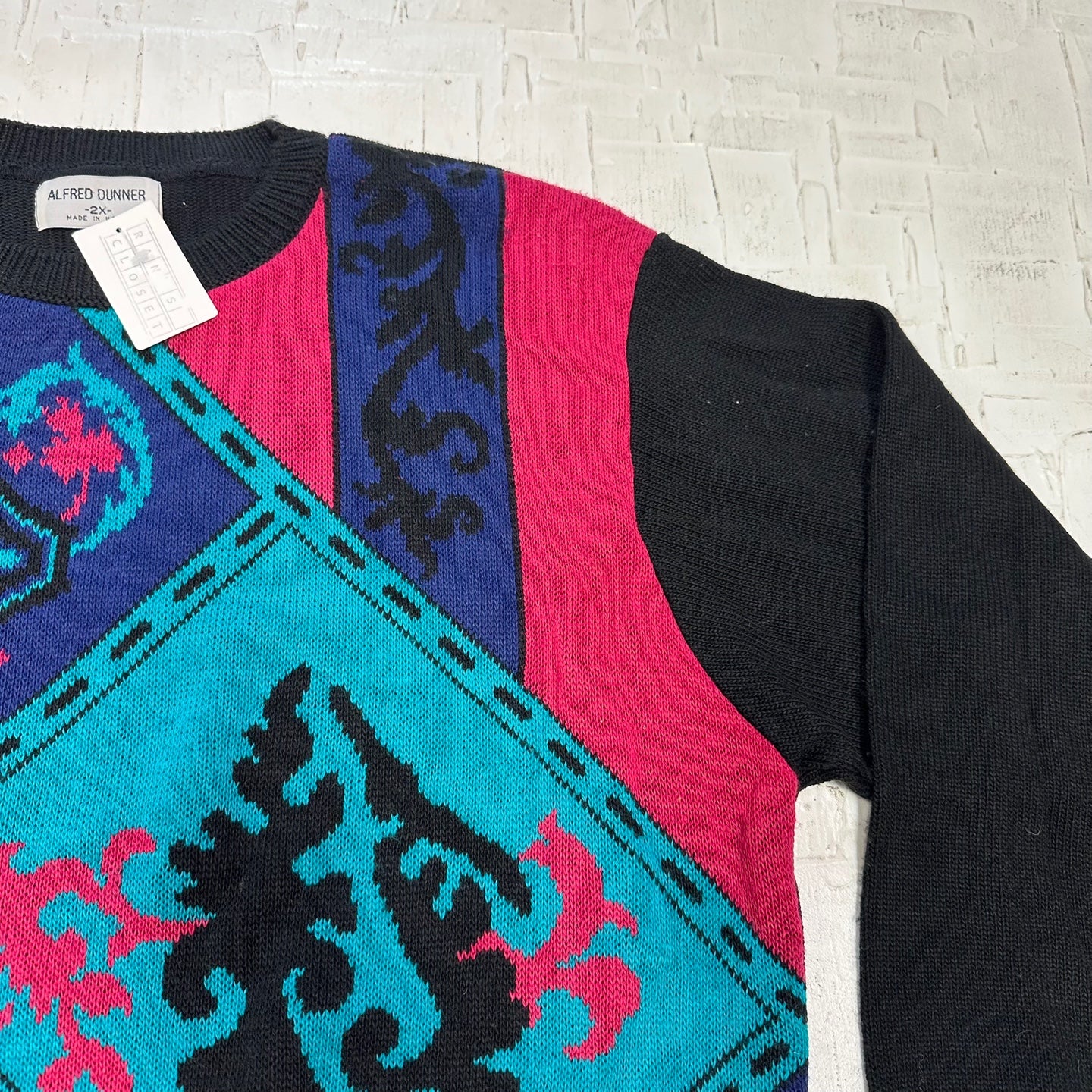 Vintage Alfred Dunner Colour Block Pattern Sweater