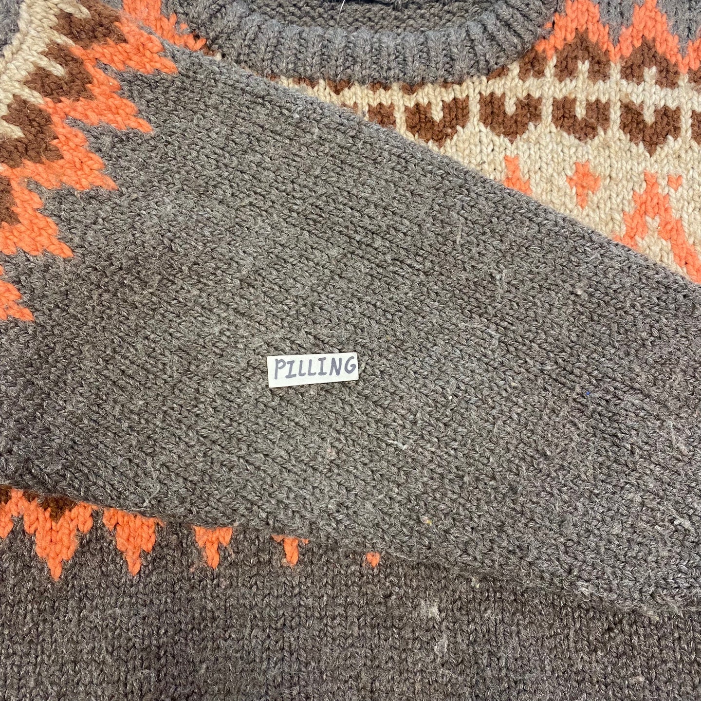 Vintage Beige and Brown Hand Knit Sweater