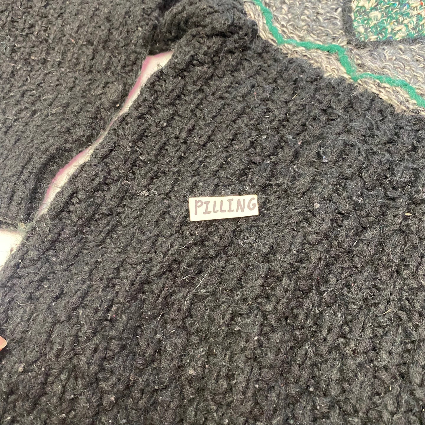 Vintage Novo Mohair Blend Black and Teal Knit Sweater